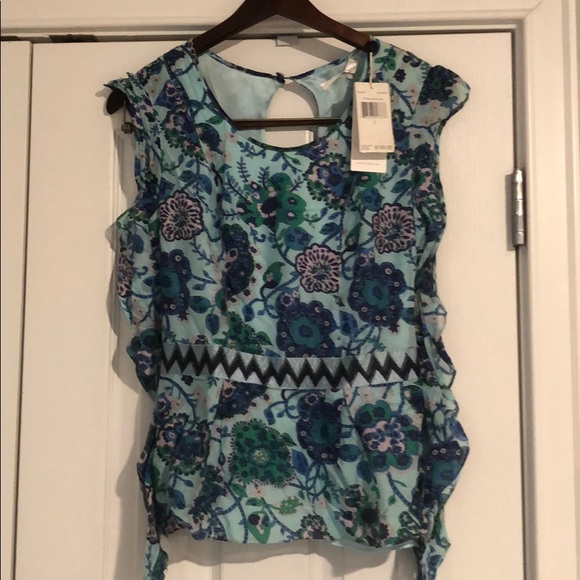 Paisley Boho Walter Baker top flutter sleeve sz 2 - Picture 2 of 7